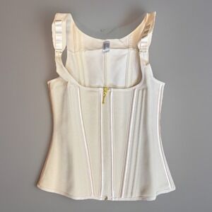 Women's Nude Waist Trainer Corset Vest Shape Wear Size M Zipper & Hooks